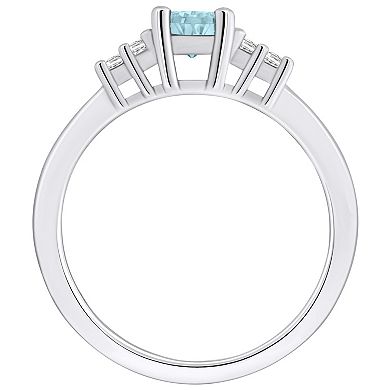 Alyson Layne 14k White Gold Pear Shape Aquamarine & 1/5 Carat T.W. Diamond Ring