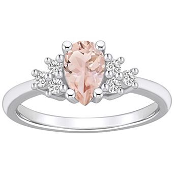 Alyson Layne 14k White Gold Pear Shape Morganite & 1/5 Carat T.W. Diamond Ring