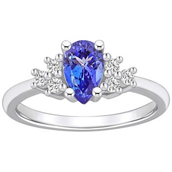 Alyson Layne 14k White Gold Pear Shape Tanzanite & 1/5 Carat T.W. Diamond Ring