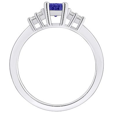 Alyson Layne 14k White Gold Pear Shape Tanzanite & 1/5 Carat T.W. Diamond Ring
