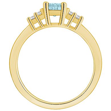 Alyson Layne 14k Gold Pear Shape Aquamarine & 1/5 Carat T.W. Diamond Ring