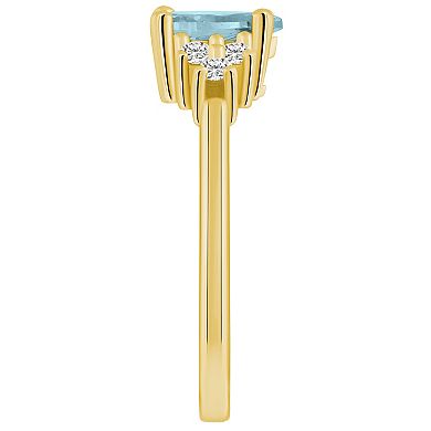 Alyson Layne 14k Gold Pear Shape Aquamarine & 1/5 Carat T.W. Diamond Ring