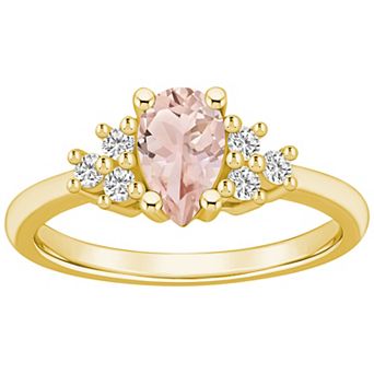 Alyson Layne 14k Gold Pear Shape Morganite & 1/5 Carat T.W. Diamond Ring