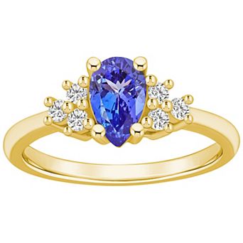Alyson Layne 14k Gold Pear Shape Tanzanite & 1/5 Carat T.W. Diamond Ring
