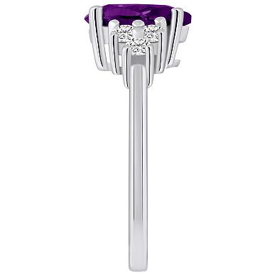 Alyson Layne 14k White Gold Pear Shape Amethyst & 1/3 Carat T.W. Diamond Ring