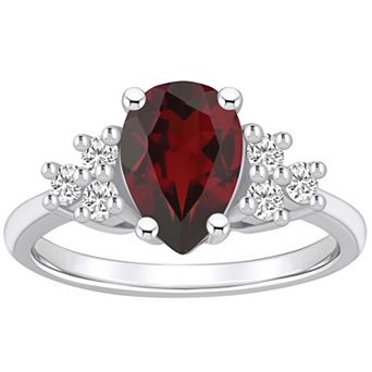 Alyson Layne 14k White Gold Pear Shape Garnet & 1/3 Carat T.W. Diamond Ring