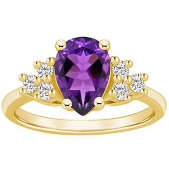 Alyson Layne 14k Gold Pear Shape Amethyst & 1/3 Carat T.W. Diamond Ring