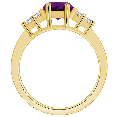 Alyson Layne 14k Gold Pear Shape Amethyst & 1/3 Carat T.W. Diamond Ring