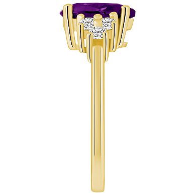 Alyson Layne 14k Gold Pear Shape Amethyst & 1/3 Carat T.W. Diamond Ring