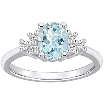 Alyson Layne 14k White Gold Oval Aquamarine & 1/5 Carat T.W. Diamond Ring