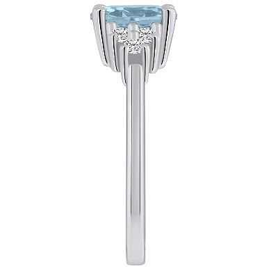 Alyson Layne 14k White Gold Oval Aquamarine & 1/5 Carat T.W. Diamond Ring