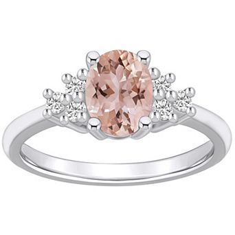 Alyson Layne 14k White Gold Oval Morganite & 1/5 Carat T.W. Diamond Ring