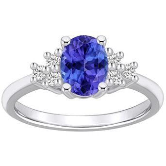 Alyson Layne 14k White Gold Oval Tanzanite & 1/5 Carat T.W. Diamond Ring