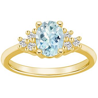 Alyson Layne 14k Gold Oval Aquamarine & 1/5 Carat T.W. Diamond Ring