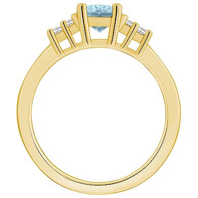Alyson Layne 14k Gold Oval Aquamarine & 1/5 Carat T.W. Diamond Ring