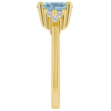 Alyson Layne 14k Gold Oval Aquamarine & 1/5 Carat T.W. Diamond Ring