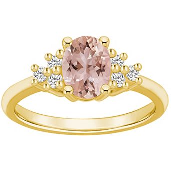 Alyson Layne 14k Gold Oval Morganite & 1/5 Carat T.W. Diamond Ring