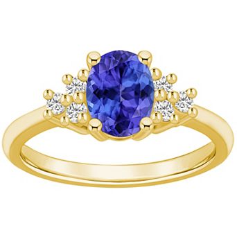 Alyson Layne 14k Gold Oval Tanzanite & 1/5 Carat T.W. Diamond Ring