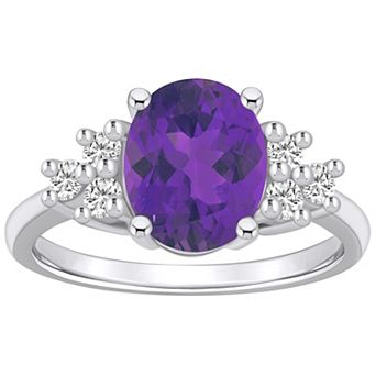 Alyson Layne 14k White Gold Oval Amethyst & 1/3 Carat T.W. Diamond Ring