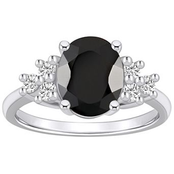 Alyson Layne 14k White Gold Oval Black Onyx & 1/3 Carat T.W. Diamond Ring