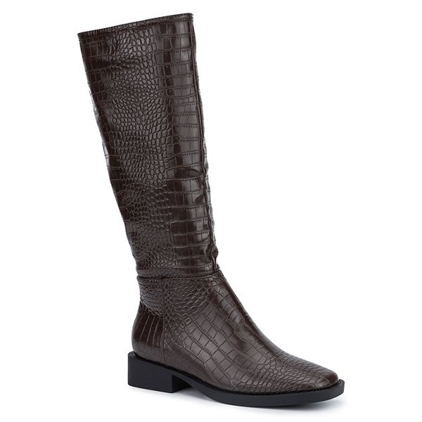 Olivia Miller Courtney Women's Faux Crocodile Knee-High Riding Boots