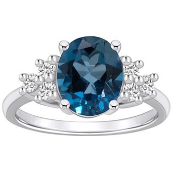 Alyson Layne 14k White Gold Oval London Blue Topaz & 1/3 Carat T.W. Diamond Ring