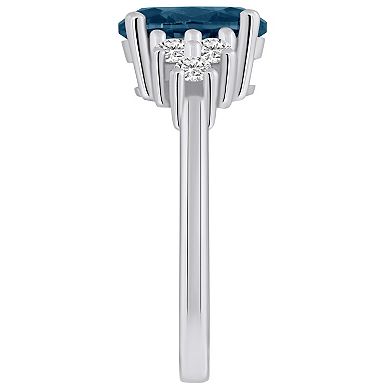 Alyson Layne 14k White Gold Oval London Blue Topaz & 1/3 Carat T.W. Diamond Ring