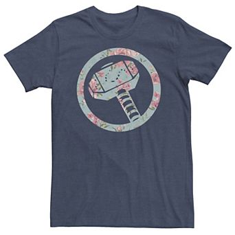 Big & Tall Marvel Thor Mjolnir Light Floral Build-Up Fill Tee