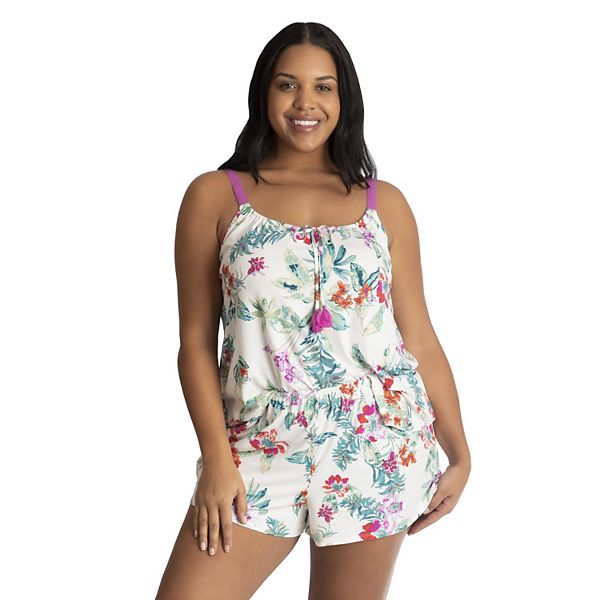 Plus Size Lilac+London Print Pajama Cami & Pajama Shorts Sleep Set