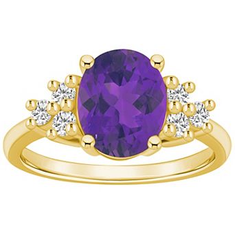 Alyson Layne 14k Gold Oval Amethyst & 1/3 Carat T.W. Diamond Ring