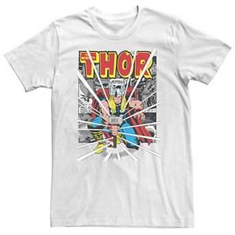Big & Tall Marvel Mighty Thor Retro Comic Hammer Blast Tee