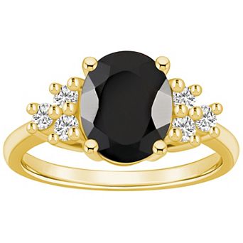 Alyson Layne 14k Gold Oval Black Onyx & 1/3 Carat T.W. Diamond Ring