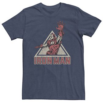 Big & Tall Marvel Iron Man Power Triangle Retro Vintage Tee