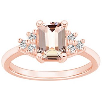Alyson Layne 14k Rose Gold Emerald-Cut Morganite & 1/5 Carat T.W. Diamond Ring