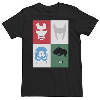 Big & Tall Marvel Avengers Classic Group Shot Silhouettes Poster Tee