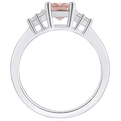 Alyson Layne 14k White Gold Emerald-Cut Morganite & 1/5 Carat T.W. Diamond Ring