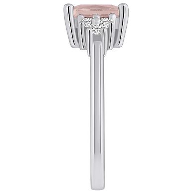 Alyson Layne 14k White Gold Emerald-Cut Morganite & 1/5 Carat T.W. Diamond Ring