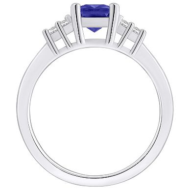 Alyson Layne 14k White Gold Emerald-Cut Tanzanite & 1/5 Carat T.W. Diamond Ring