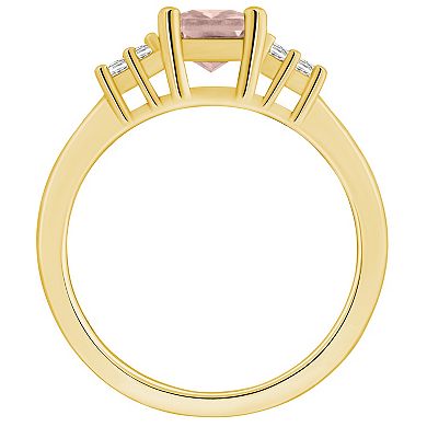 Alyson Layne 14k Gold Emerald-Cut Morganite & 1/5 Carat T.W. Diamond Ring