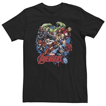Big & Tall Marvel Avengers Comic Style Collage Logo Tank Top Tee