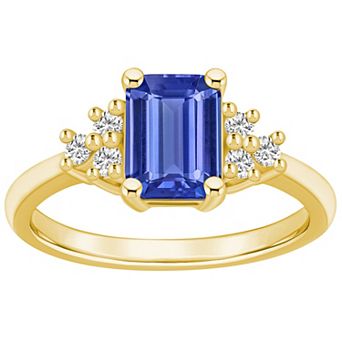 Alyson Layne 14k Gold Emerald-Cut Tanzanite & 1/5 Carat T.W. Diamond Ring