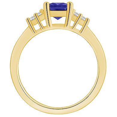 Alyson Layne 14k Gold Emerald-Cut Tanzanite & 1/5 Carat T.W. Diamond Ring