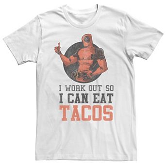 Big & Tall Marvel Deadpool "I Work Out So I Can Eat Tacos" Tee