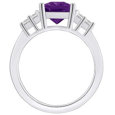 Alyson Layne 14k White Gold Emerald-Cut Amethyst & 1/3 Carat T.W. Diamond Ring