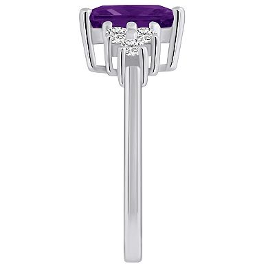 Alyson Layne 14k White Gold Emerald-Cut Amethyst & 1/3 Carat T.W. Diamond Ring