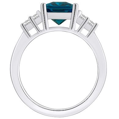 Alyson Layne 14k White Gold Emerald-Cut London Blue Topaz & 1/3 Carat T.W. Diamond Ring