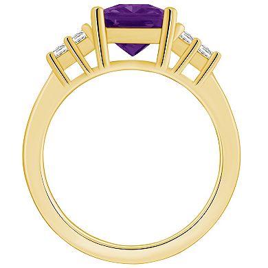 Alyson Layne 14k Gold Emerald-Cut Amethyst & 1/3 Carat T.W. Diamond Ring