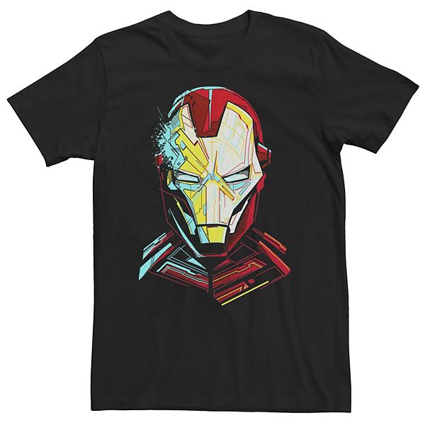 Big & Tall Marvel Iron Man Impressive Cubism Mugshot Tee