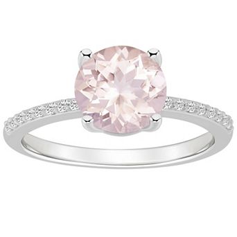 Alyson Layne 14k White Gold Round Morganite & 1/10 Carat T.W. Diamond Ring