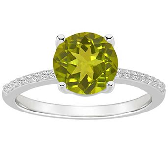 Alyson Layne 14k White Gold Round Peridot & 1/10 Carat T.W. Diamond Ring